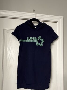 GAP Navy Hooded Tee Dress with Mint Graphic Star